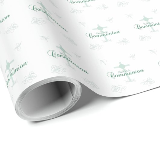 Eerste Heilige Communie, Manuscript in Zacht Groen Cadeaupapier (Rol Hoek)