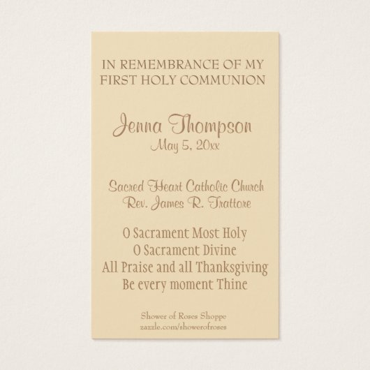 EERSTE HEILIGE COMMUNIE MARIA GEBED HEILIGE KAART (Achterkant)