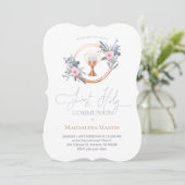 Eerste Heilige Communie meisje bloemendecor Uitnod Kaart (Staand voorkant)