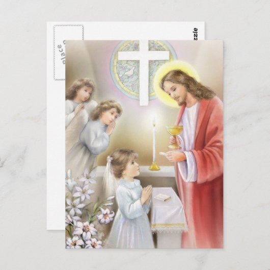 Eerste Heilige Communie meisje Briefkaart (Voorkant / Achterkant)