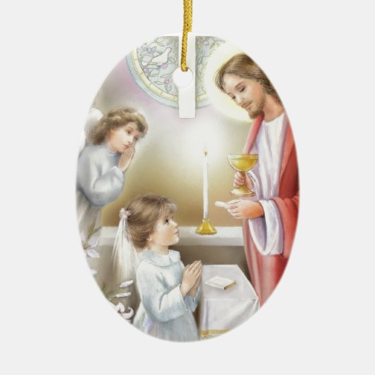 Eerste Heilige Communie meisje Keramisch Ornament (Voorkant)