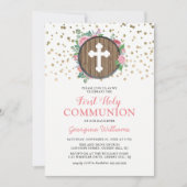 Eerste Heilige Communie Meisje Religieus Kruis Kaart (Voorkant)