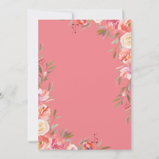 Eerste Heilige Communie Meisje Roze Bloemen Kruis Kaart (Achterkant)