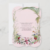 Eerste Heilige Communie Meisjes Roze Bloem Uitnodi Kaart (Achterkant)
