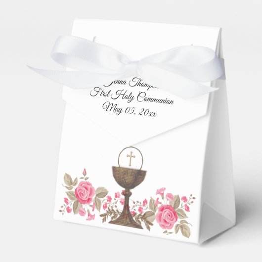 Eerste Heilige Communie Meisjes Traditionele Rozen Bedankdoosjes (Voorkant Zijde)