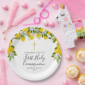 Eerste Heilige Communie met citroenbloesemgroen Papieren Bordje (Feest)