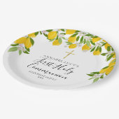 Eerste Heilige Communie met citroenbloesemgroen Papieren Bordje (Gekanteld)