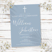 Eerste Heilige Communie Modern Dusty Blue Kaart