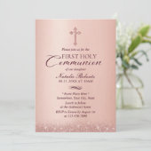 Eerste Heilige Communie Modern Roos Gold Kaart (Staand voorkant)