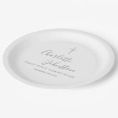 Eerste Heilige Communie Modern Silver Script Papieren Bordje (Gekanteld)