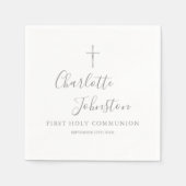 Eerste Heilige Communie Modern Silver Signature Servet (Voorkant)
