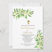 Eerste Heilige Communie Moderne Eenvoudige Olijfta Kaart (Voorkant)