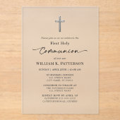 Eerste Heilige Communie Moderne Elegante Frosted Acryl Uitnodigingen (Voorkant)