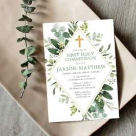 Eerste Heilige Communie moderne eucalyptus eenvoud Kaart