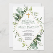 Eerste Heilige Communie moderne eucalyptus eenvoud Kaart (Voorkant)