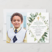 Eerste Heilige Communie moderne eucalyptusfoto Kaart (Voorkant)