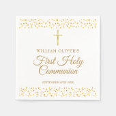 Eerste Heilige Communie Moderne Gouden Harten Servet (Voorkant)