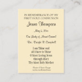 Eerste Heilige Communie Mount Carmel Religieuze He Visitekaartje (Achterkant)