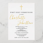 Eerste Heilige Communie na nieuwe datum Folie Uitnodiging (Voorkant)