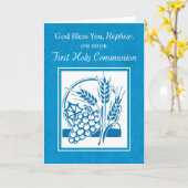 Eerste Heilige Communie Neef, Tarwe Druiven Blauw Kaart (Gele Bloem)
