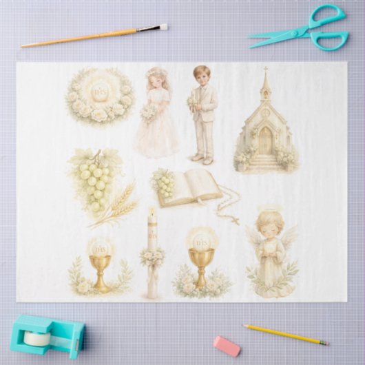 Eerste Heilige Communie Ontwerp #7 Tissuepapier (Craft)