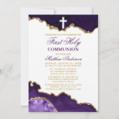 Eerste Heilige Communie Paarse Gouden Marmeren Geo Kaart (Voorkant)