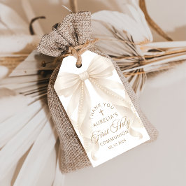Eerste Heilige Communie Parels Strik Cadeautags Cadeaulabel