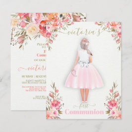 Eerste Heilige Communie Persoonlijke Portret Meisj Kaart