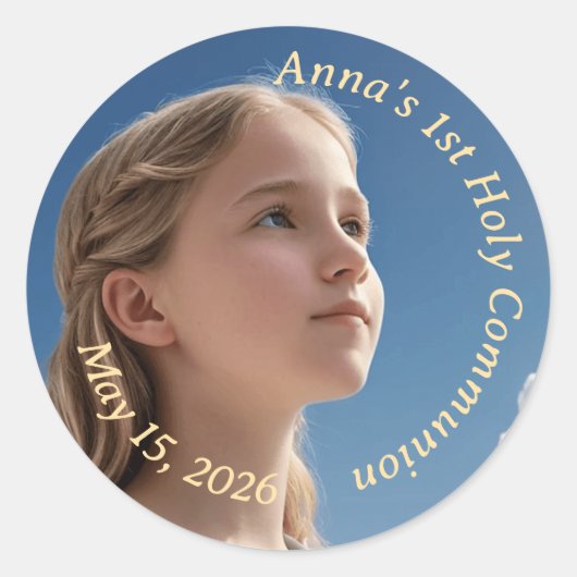 Eerste Heilige Communie  Ronde Sticker (Voorkant)