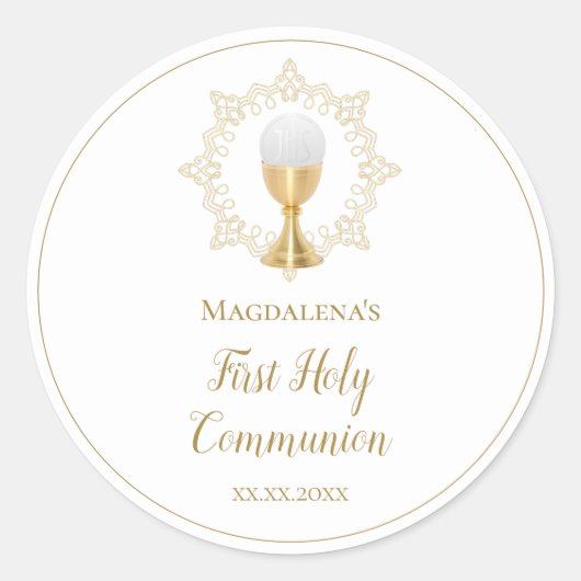 Eerste Heilige Communie Ronde Sticker (Voorkant)