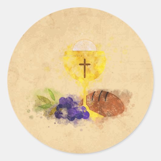 Eerste Heilige Communie Ronde Sticker (Voorkant)