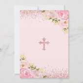 Eerste Heilige Communie Roos Goud Blush Roze Bloem Kaart (Achterkant)