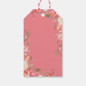 Eerste Heilige Communie Roze Bloemen Cross Favor Cadeaulabel (Achterkant)