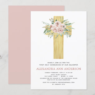 Eerste Heilige Communie Roze Dusty Roos Griekenlan Kaart