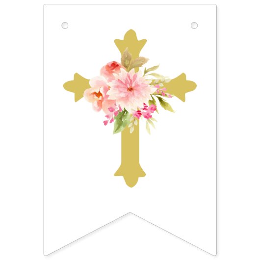 Eerste Heilige Communie Roze Goud Viering Vlaggetjes (Eerste vlag)