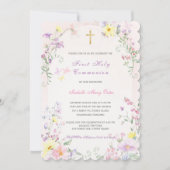 Eerste Heilige Communie roze meisje Kaart (Voorkant)