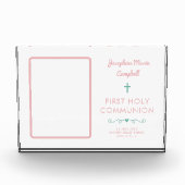 Eerste Heilige Communie Roze Meisje Religieuze Kee Fotoblokken (Voorkant)