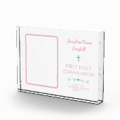 Eerste Heilige Communie Roze Meisje Religieuze Kee Fotoblokken (Rechts)