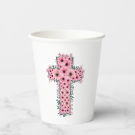 Eerste Heilige Communie Roze Roze Kruis Papieren Bekers