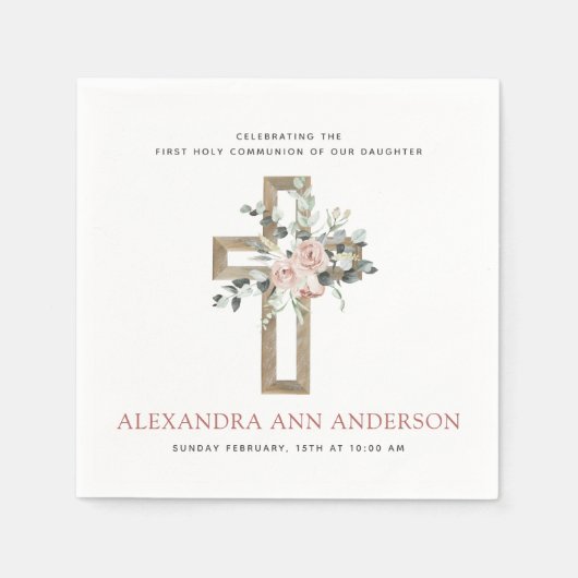 Eerste Heilige Communie Roze Servet (Voorkant)