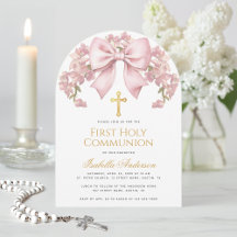 Eerste Heilige Communie Roze Strik Bloem Elegant M
