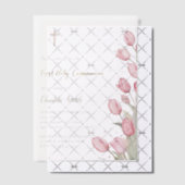Eerste Heilige Communie roze tulpen Vellum Uitnodigingen (Offset (Uitnodiging))