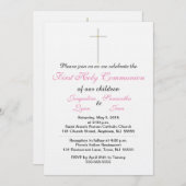 Eerste Heilige Communie Roze Twin Invitations Kaart (Voorkant / Achterkant)
