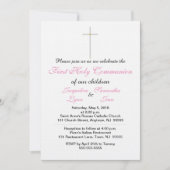 Eerste Heilige Communie Roze Twin Invitations Kaart (Voorkant)