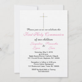 Eerste Heilige Communie Roze Twin Invitations Kaart