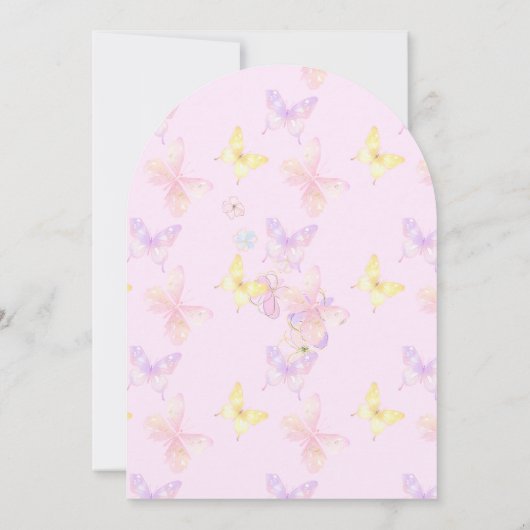 Eerste Heilige Communie Roze Vlinder Dank u Kaart (Achterkant)