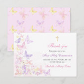 Eerste Heilige Communie Roze Vlinder Meisje Dank j (Voorkant / Achterkant)