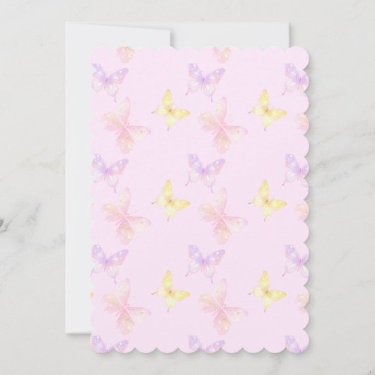 Eerste Heilige Communie Roze Vlinder Meisje Kaart (Achterkant)