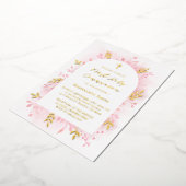 Eerste Heilige Communie roze waterverf Folie Uitnodiging (Gedraaid)