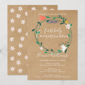 Eerste Heilige Communie Rustic Modern Floral Kaart (Voorkant / Achterkant)